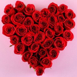 Heart Shaped Roses Arrangement