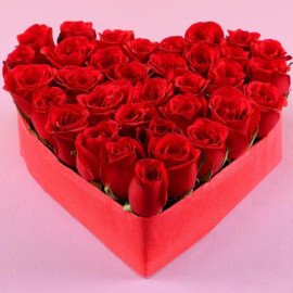 Heart Shaped Roses Arrangement