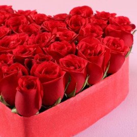Heart Shaped Roses Arrangement