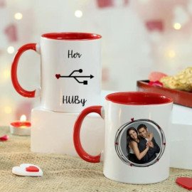 Hubby Wifey Printed Personalized Mug Set