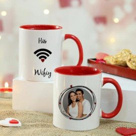Hubby Wifey Printed Personalized Mug Set