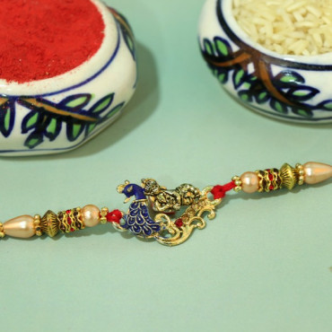 Krishna on Peacock Feature Rakhi