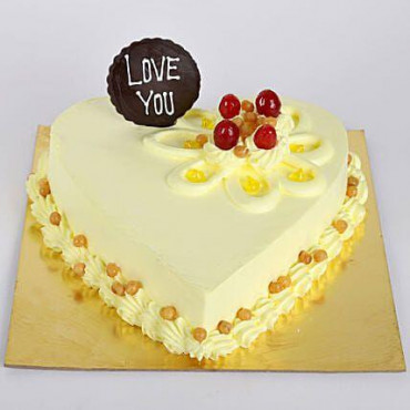 Love You Heart Shaped Butterscotch Cake Half Kg