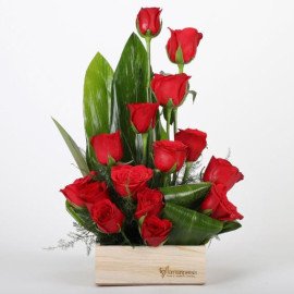 Lovely Red Roses Basket Arrangement