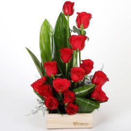 Lovely Red Roses Basket Arrangement