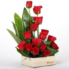 Lovely Red Roses Basket Arrangement