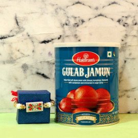 Lovely Floral Rakhi With Gulab Jamun