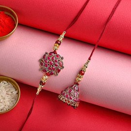 Maroon Traditional Rakhi Duo