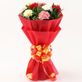 Mixed Carnations Bouquet with Green Fillers