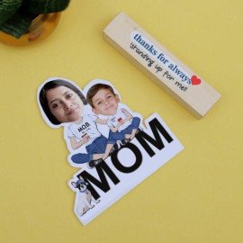 Mom Of Boy Personalized Caricature Stand