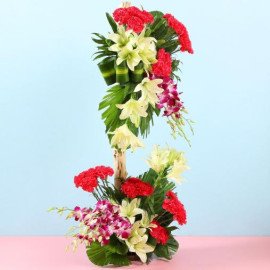 Orchids Carnations Flower Arrangement