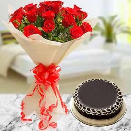 Red Roses with Cake