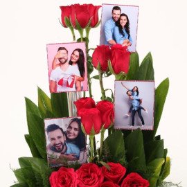 Personalised Red Roses Basket Arrangement