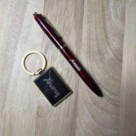 Personalised Metal Key Ring With Pen