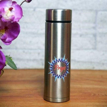 Personalised Silver Bottle with Led Temperature indicator