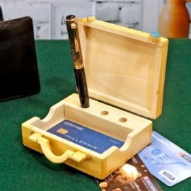 Personalised Suitcase Shaped Pen and Card Holder with Ball Pen
