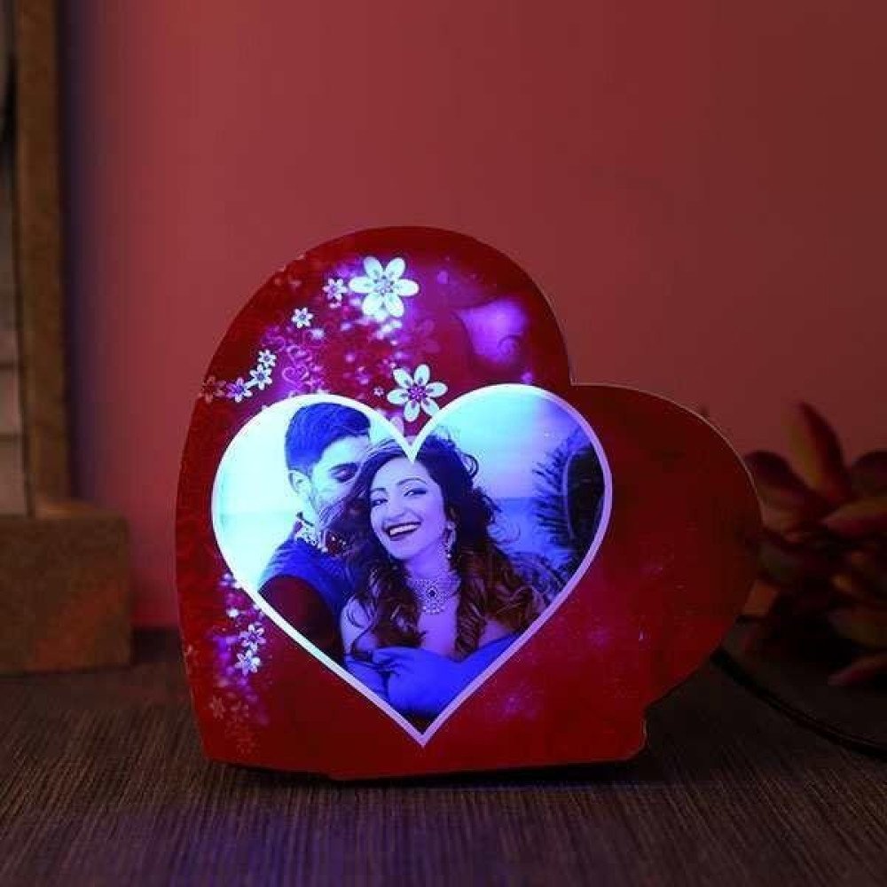 Personalised heart shaped led lamp for couples