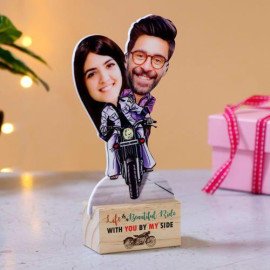 Personalized Adventure Ride Caricature with Wooden Stand