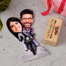Personalized Adventure Ride Caricature with Wooden Stand