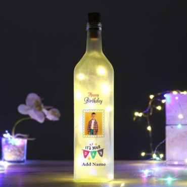 Personalized Birthday Frosted LED Bottle Lamp for Boys