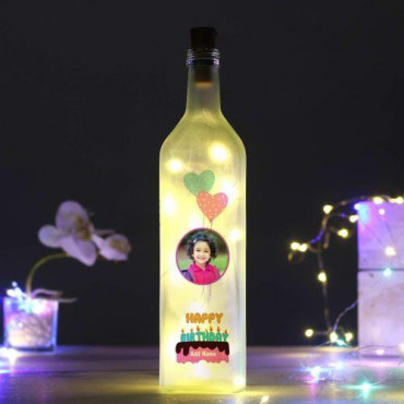 Personalized Birthday Frosted LED Bottle Lamp for Girls