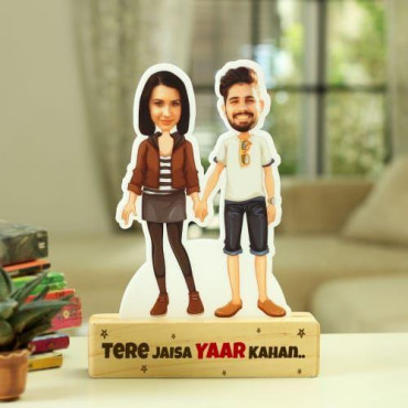Personalized Caricature with Wooden Stand for Friends