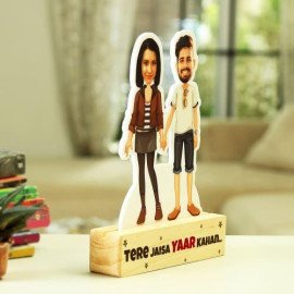 Personalized Caricature with Wooden Stand for Friends