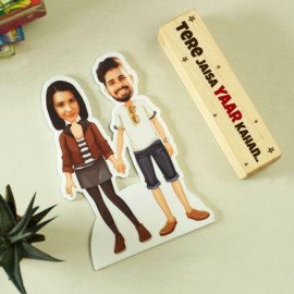 Personalized Caricature with Wooden Stand for Friends