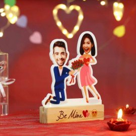 Personalized Proposal Caricature with Wooden Stand