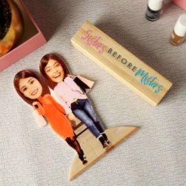 Personalized Shopaholic Caricature with Wooden Stand