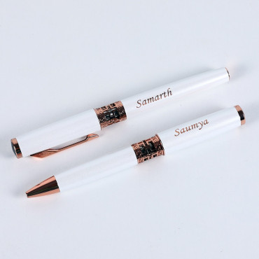 Personalized White Roller Pen With Name Engraved