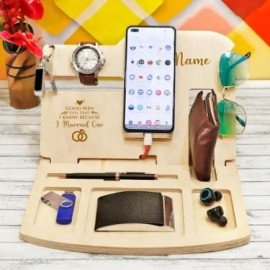 Personalized Wooden Desk Organizer for Husband