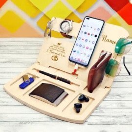 Personalized Wooden Desk Organizer for Husband