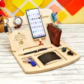 Personalized Wooden Desk Organizer for Husband
