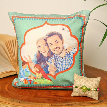 Photo Cushion Rakhi Combo