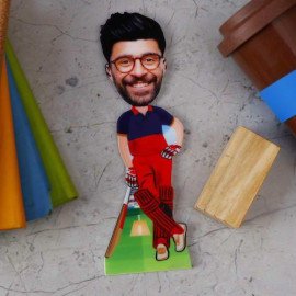 RCB Cricket Fan Personalized Caricature Stand