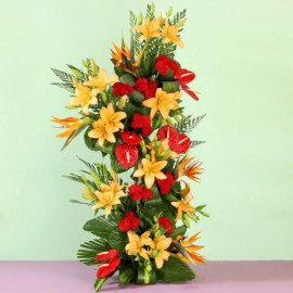 Red Orange Flowers Arrangement