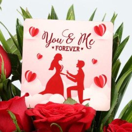 Red Roses Arrangement With You Me Forever Table Top