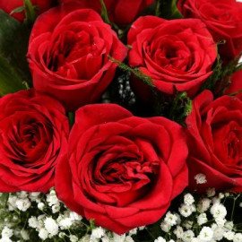 Red Roses Arrangement With You Me Forever Table Top