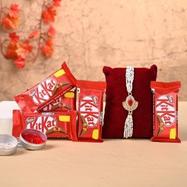 Red Stone Rakhi N Chocolates