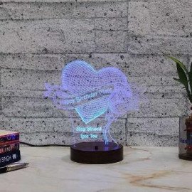 Rose with Heart Led Lamp