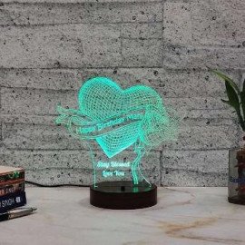 Rose with Heart Led Lamp
