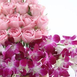 Roses And Orchids Basket Arrangement