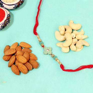 Royal Floral Diamond Rakhi with Almonds and Cashews