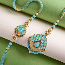 Royal Teal Couple Rakhi
