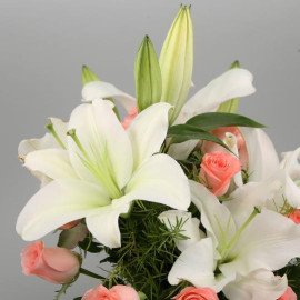 Serene Mixed Flowers Arrangement In Vase
