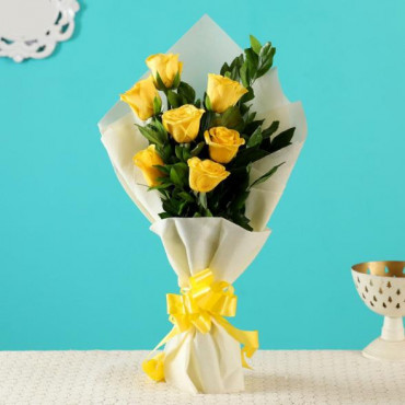 Serene Yellow Roses Bunch