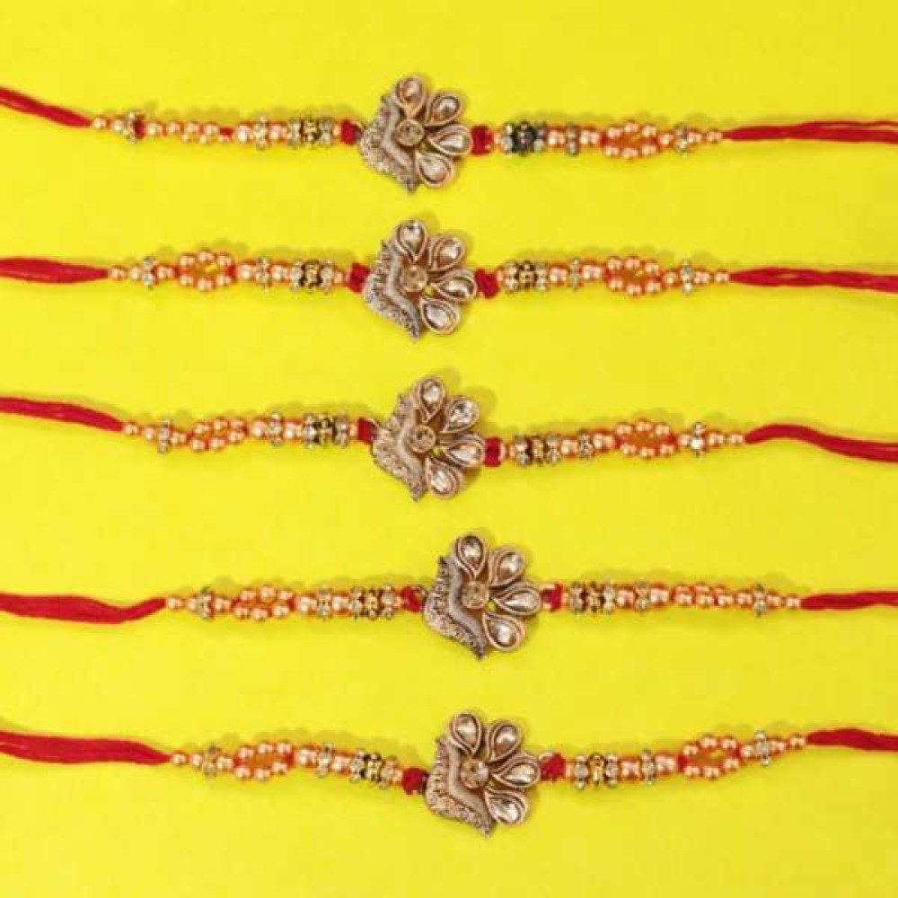 Set of 5 Quilling Beads Flower Rakhi