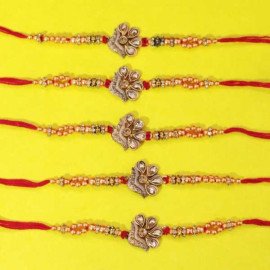 Set of 5 Quilling Beads Flower Rakhi