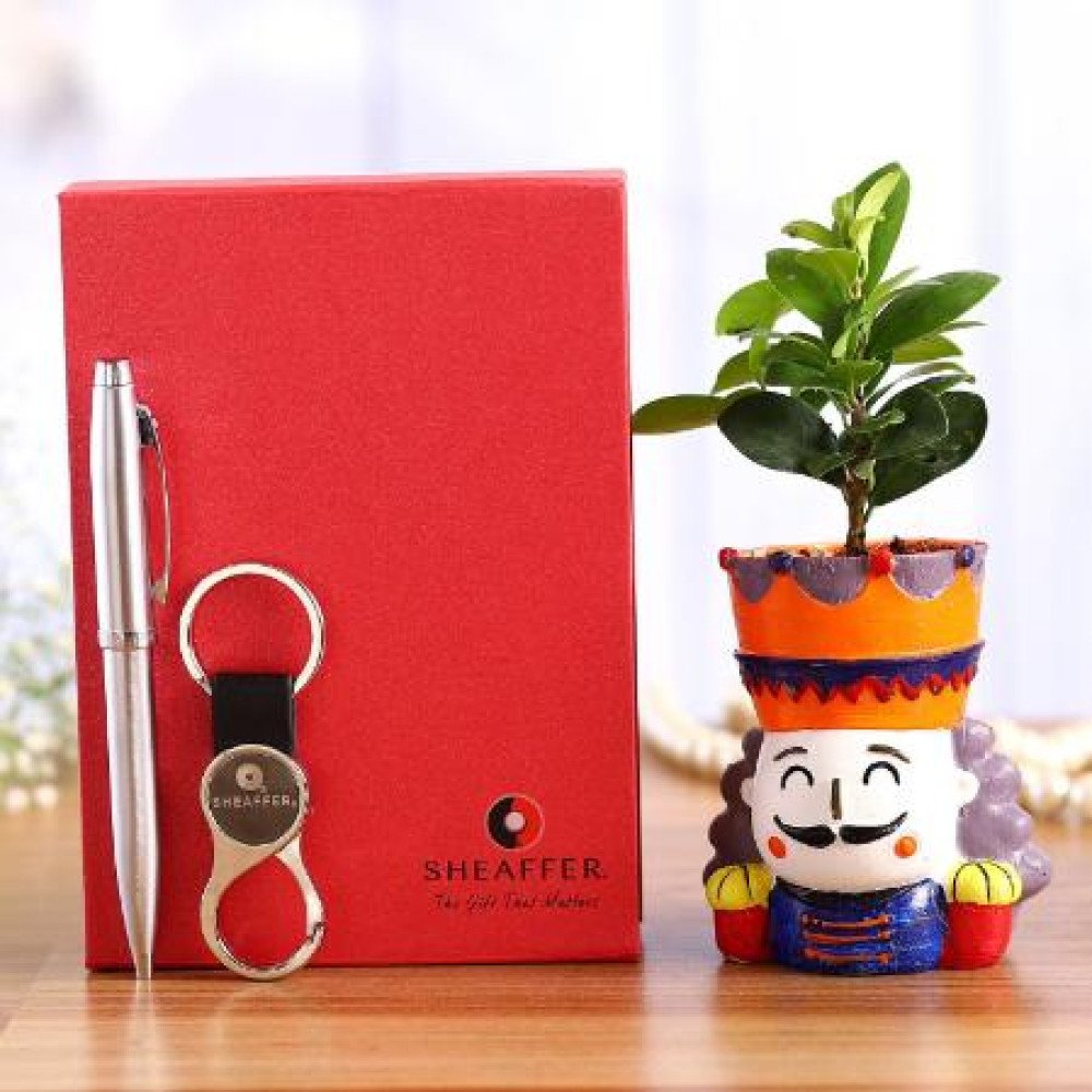 Sheaffer Ballpoint Pen and Keychain With Syngonium Plant